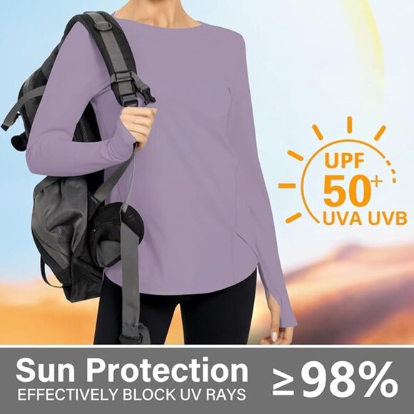 NWT! Silky Soft Long-Sleeve Pullover Top Tank T-Shirt with UPF50 Protection - Picture 1 of 10